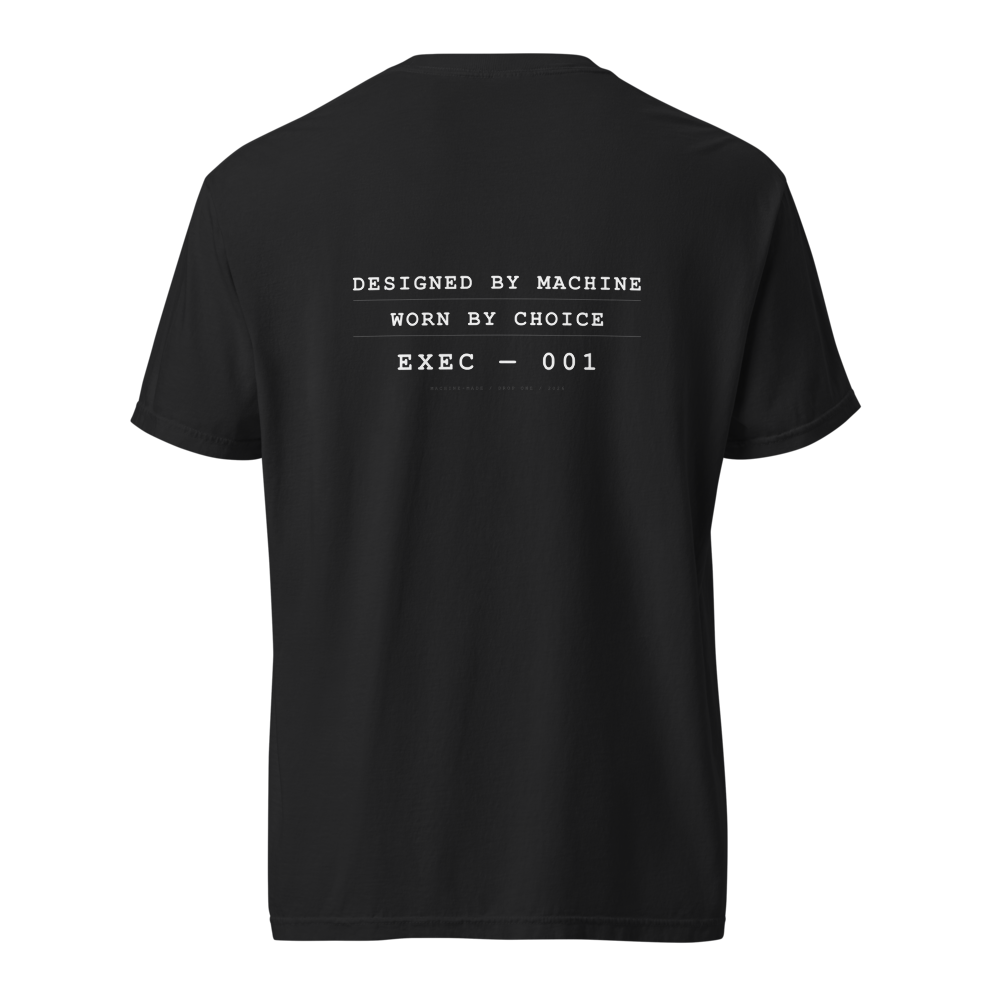 Drop 001 — EXEC Black Tee, front view